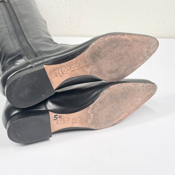 Y2K Michael Kors Brink Riding Boots Black Leather Knee High Pointed Toe 7.5M - Picture 6 of 7